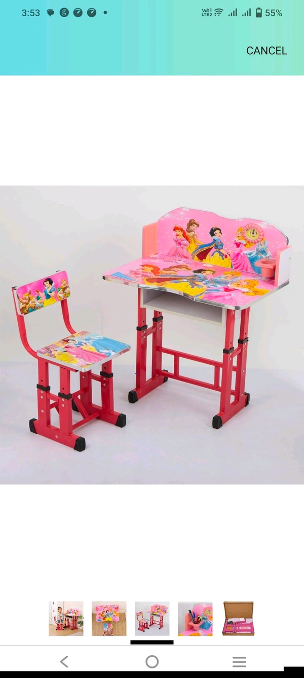 Plastic Mlu Kids Desk/Baby Desk/Kids Study Table with Chair Pink Hight Adjustable MDF, - Blush Pink
