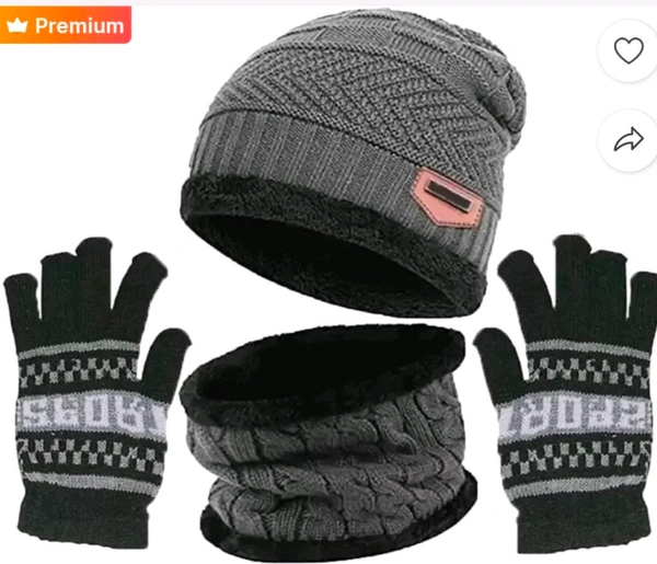 Unisex Winter Woolan cap & Hand Set Pv10