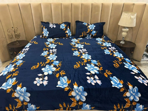 II Bedsheet King Size Fabric Soft Blankit+ 2pilo Size95×105 Wight 1.5 Kg Pv30blue