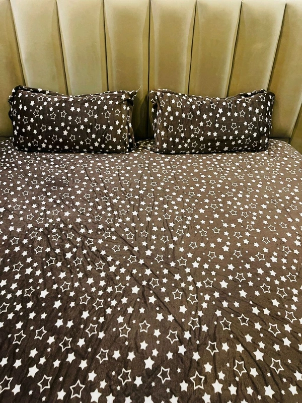 II Bedsheet King Size Fabric Soft Blankit+ 2pilo Size100×105 Wight 1.3 Kg Pv30/Mil Brown 