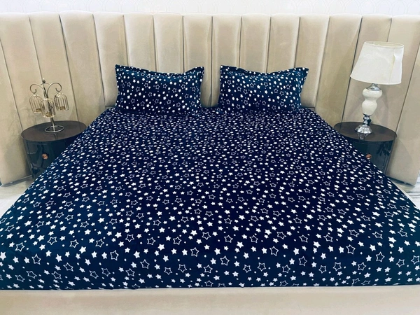 II Bedsheet King Size Fabric Soft Blankit+ 2pilo Size100×105 Wight 1.3 Kg Pv30/Mil Blue