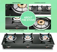 Longway Furn Glass Top, 3 Burner Manual Ignition Glass Gas Stove (Black, ISI Certified, 1 Year Warranty)Pv50j