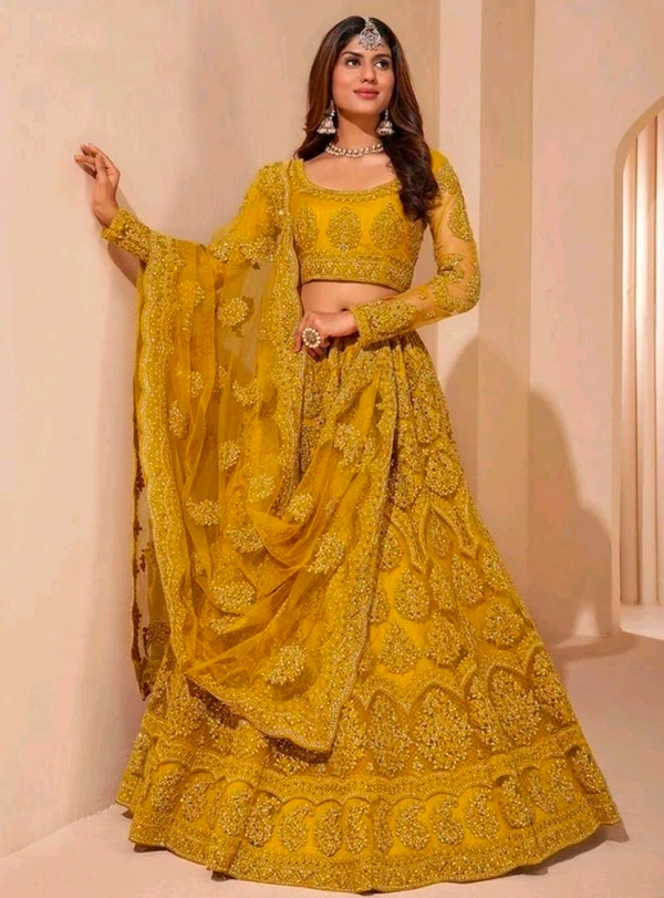 Embroidered Semi Stitched Lehenga Choli Pv50 Colour Yellow 🟡