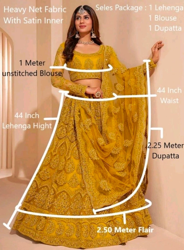 Embroidered Semi Stitched Lehenga Choli Pv50 Colour Yellow 🟡