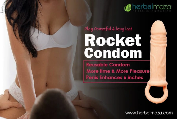Rocket Vibrater Condom , 6.29 INCH VIBRATING PENIS EXTENSION EXTENDER COCK SLEEVE GIRTH ENHANCER FOR MEN