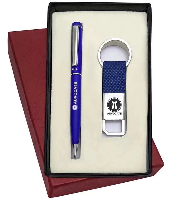 Customize  Advocate Pen And Keychain Blue Colour 