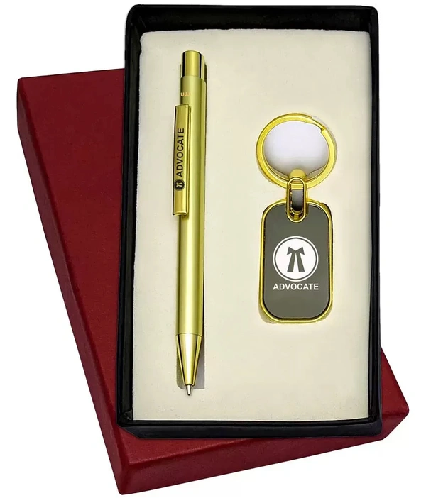 Advocate Golden Colour Pen And Keychain 