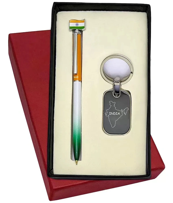 Tiranga Pen And Keychain With India Map