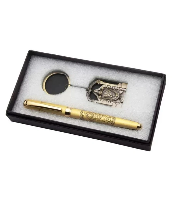 Tirupati Balaji Pen And Keychain Set - Blue