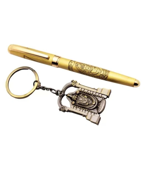 Tirupati Balaji Pen And Keychain Set - Blue