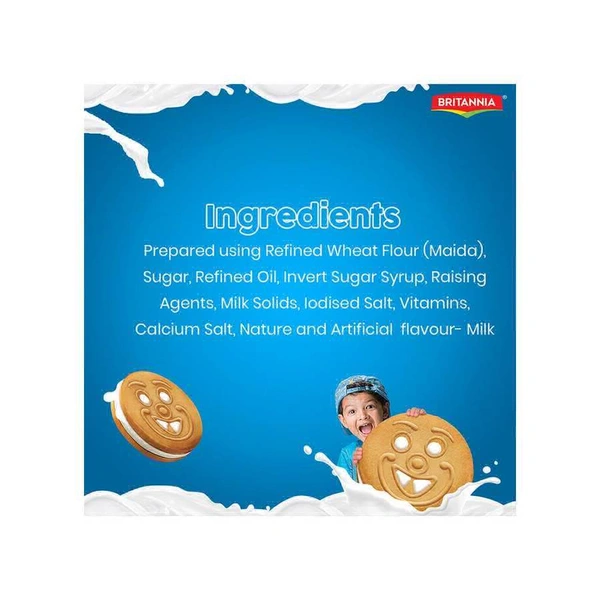 Britannia Milk Bikis Milk Sandwich Cream Biscuits - 200g