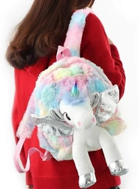 Kids Real Unicorn Plush Bag - Multi , Plush , Standard 