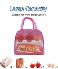 Lunch Box Bag Insulated  - 𝑷𝒊𝒏𝒌, 𝑺𝒕𝒂𝒏𝒅𝒂𝒓𝒅, 𝑷𝒐𝒍𝒚𝒆𝒔𝒕𝒆𝒓