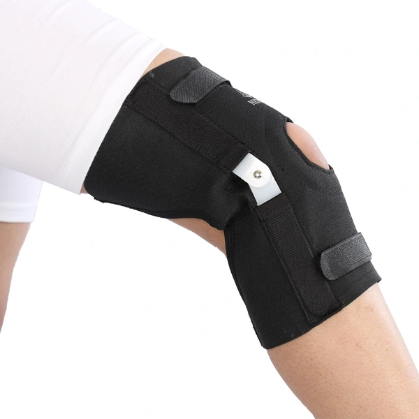 Nebula Orthosys P.O. ELASTIC HINGED KNEE SUPPORT (PATELLA OPEN) - Large, Black