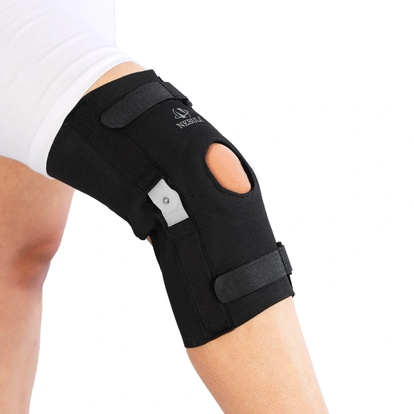 Nebula Orthosys P.O. ELASTIC HINGED KNEE SUPPORT (PATELLA OPEN) - Large, Black