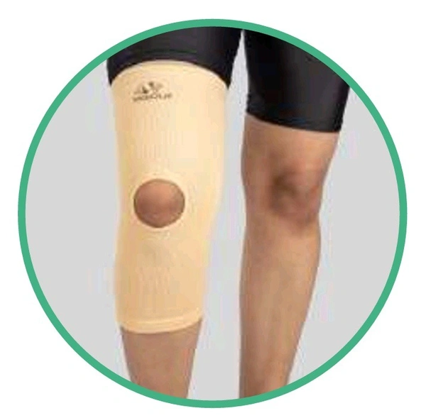 ELASTIC 4 WAY P.O. KNEE SUPPORT (PAIR) (PATELLA OPEN) - XXL, Black