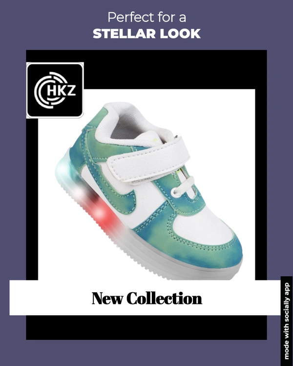 Boys LED Shoes  - Mint Green, 6