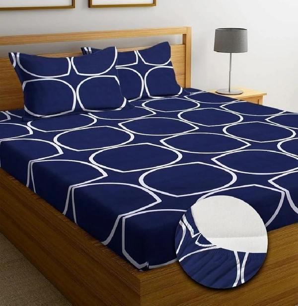 Panipat textile Hub 180 TC Microfiber Super Soft Fitted (Elastic) Double Bedsheet with 2 Pillow cover - Double