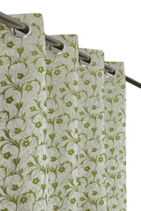 Panipat Textile Hub Polyester Eyelet Green jacquard curtains Pack of 2 - Window (4x5 Feet)