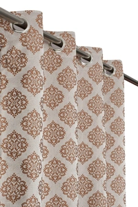 Panipat Textile Hub Polyester Eyelet Brown jacquard curtains Pack of 2 - Window (4x5 Feet)