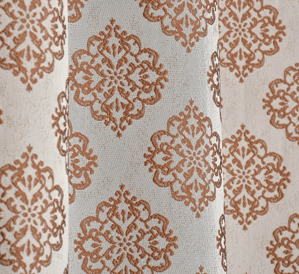 Panipat Textile Hub Polyester Eyelet Brown jacquard curtains Pack of 2 - Window (4x5 Feet)