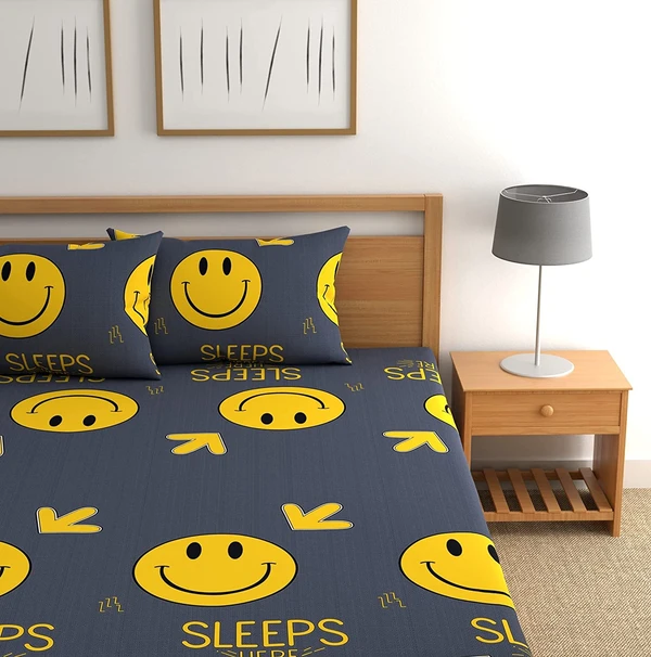 140 TC Microfiber Super Soft Cartoon Double  Flat Bedsheet  with 2 pillow cover - Double Bedsheet