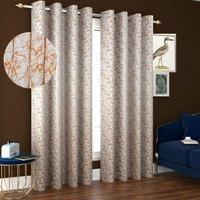 Panipat Textile Hub Polyester Eyelet Rust Designer Print Velvet Blackout curtains Pack of 2 - Door (4x7 Feet), Rust