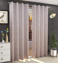 Panipat Textile Hub Polyester Eyelet Rust Designer Print Velvet Blackout curtains Pack of 2 - Door (4x7 Feet), Rust