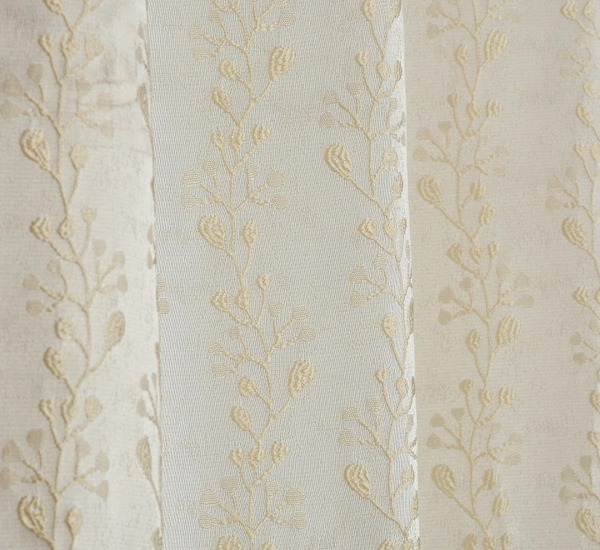 Panipat Textile Hub Polyester Eyelet Cream jacquard curtains Pack of 2 - Window (4x5 Feet)
