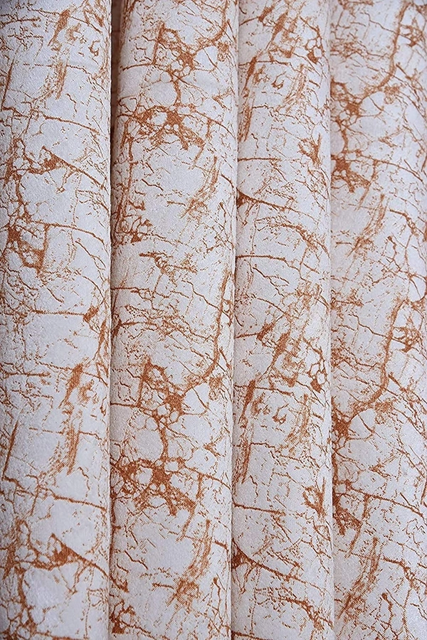 Panipat Textile Hub Polyester Eyelet Rust Designer Print Velvet Blackout curtains Pack of 2 - Door (4x7 Feet), Rust