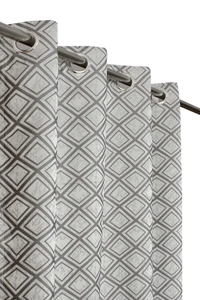 Panipat Textile Hub Polyester Eyelet Grey jacquard curtains Pack of 2 - Window (4x5 Feet)