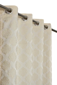 Panipat Textile Hub Polyester Eyelet Cream jacquard curtains Pack of 2 - Window (4x5 Feet)
