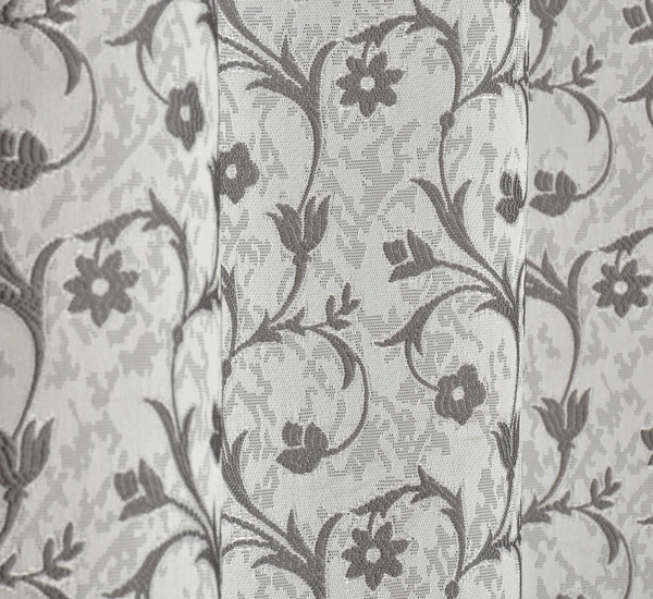 Panipat Textile Hub Polyester Eyelet Grey jacquard curtains Pack of 2 - Window (4x5 Feet)