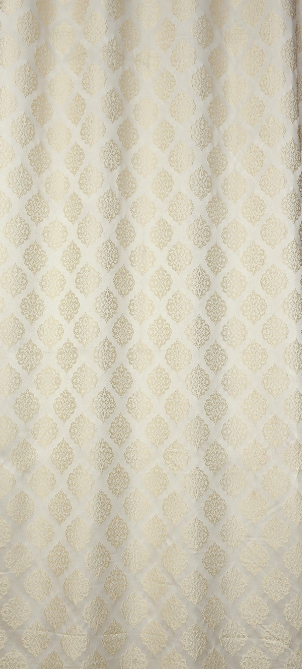 Panipat Textile Hub Polyester Eyelet Cream jacquard curtains Pack of 2 - Window (4x5 Feet)