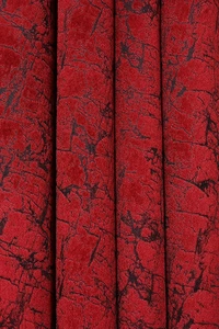 Panipat Textile Hub Polyester Eyelet Red Designer Print Velvet Blackout curtains Pack of 2 - Window (4x5 Feet)