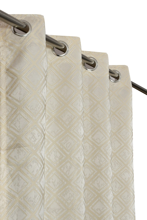 Panipat Textile Hub Polyester Eyelet Cream jacquard curtains Pack of 2 - Window (4x5 Feet)
