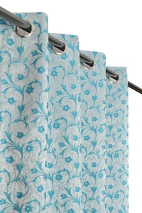 Panipat Textile Hub Polyester Eyelet Aqua jacquard curtains Pack of 2 - Window (4x5 Feet)