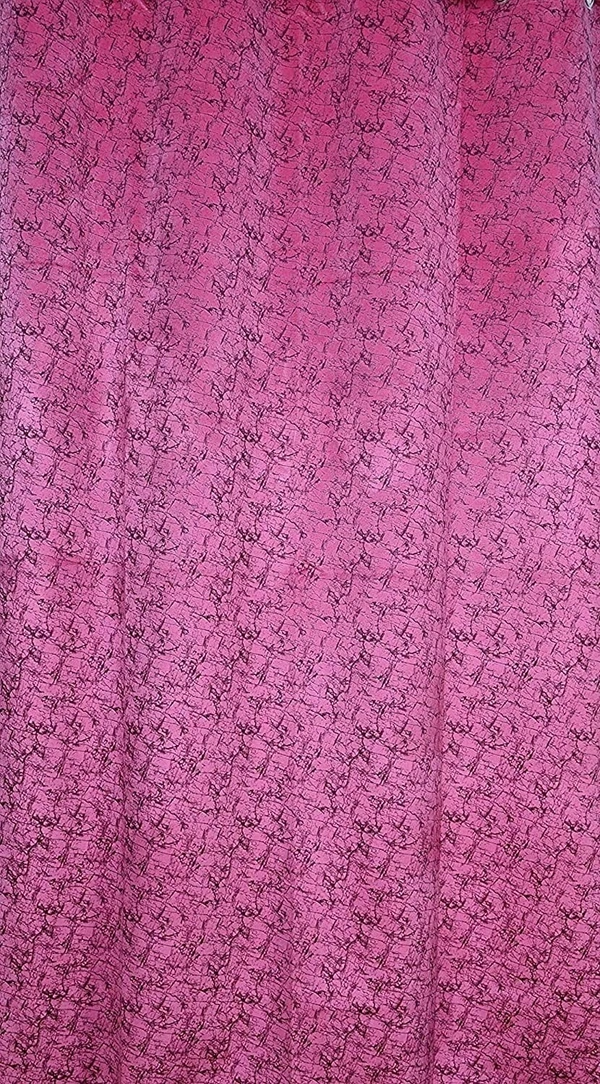 Panipat Textile Hub Polyester Eyelet Pink Designer Print Velvet Blackout curtains Pack of 2 - Window (4x5 Feet)