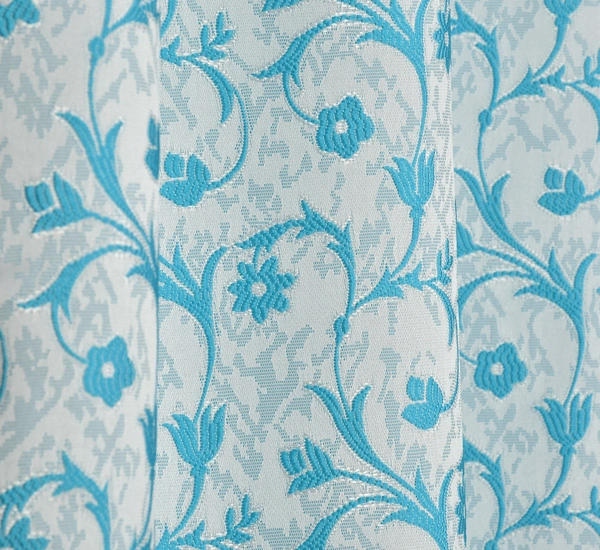 Panipat Textile Hub Polyester Eyelet Aqua jacquard curtains Pack of 2 - Window (4x5 Feet)