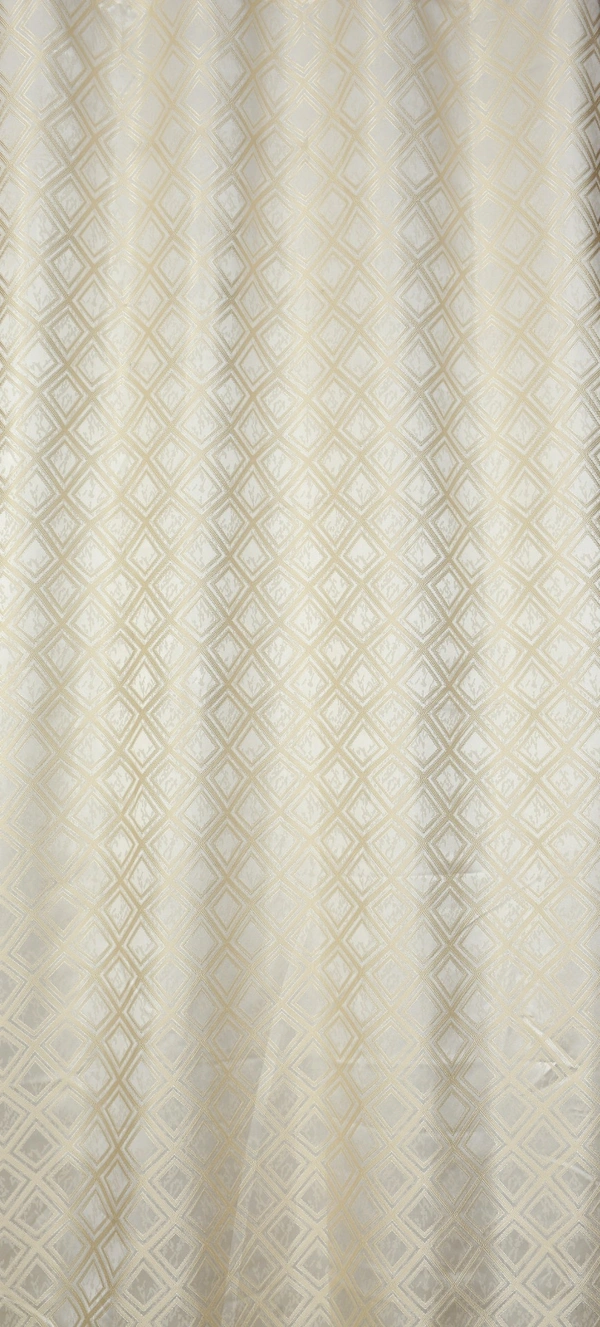 Panipat Textile Hub Polyester Eyelet Cream jacquard curtains Pack of 2 - Window (4x5 Feet)