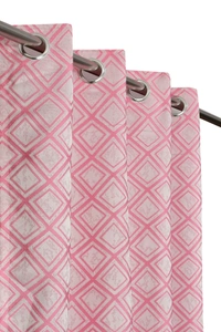 Panipat Textile Hub Polyester Eyelet Pink jacquard curtains Pack of 2 - Window (4x5 Feet)