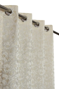 Panipat Textile Hub Polyester Eyelet Cream jacquard curtains Pack of 2 - Window (4x5 Feet)
