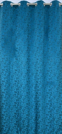 Panipat Textile Hub Polyester Eyelet Aqua Designer Print Velvet Blackout curtains Pack of 2 - Window (4x5 Feet), Aqua