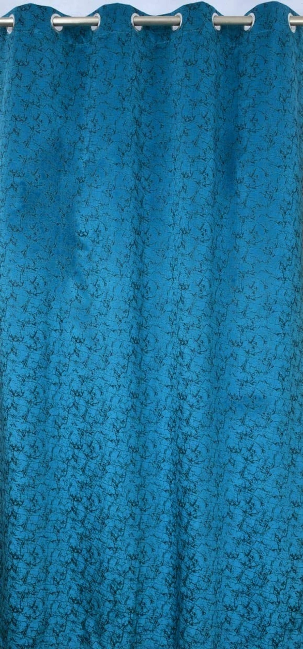 Panipat Textile Hub Polyester Eyelet Aqua Designer Print Velvet Blackout curtains Pack of 2 - Window (4x5 Feet), Aqua