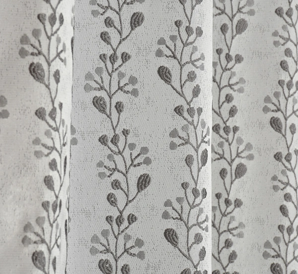 Panipat Textile Hub Polyester Eyelet Grey jacquard curtains Pack of 2 - Window (4x5 Feet)