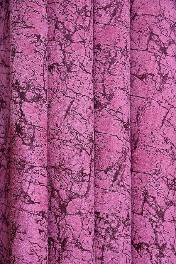 Panipat Textile Hub Polyester Eyelet Pink Designer Print Velvet Blackout curtains Pack of 2 - Window (4x5 Feet)