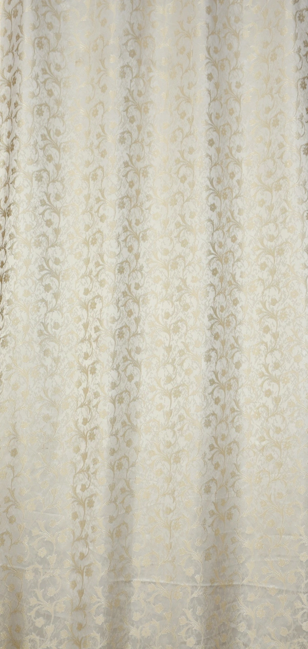 Panipat Textile Hub Polyester Eyelet Cream jacquard curtains Pack of 2 - Window (4x5 Feet)