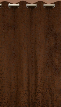 Panipat Textile Hub Polyester Eyelet Brown Designer Print Velvet Blackout curtains Pack of 2 - Door (4x7 Feet)