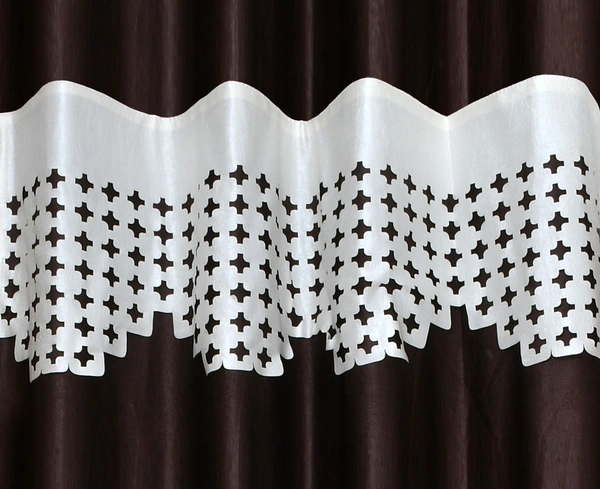 Home Garage Polyester Eyelet Valence Design Brown Solid Curtains Pack of 2 - Window (4x5 Feet)