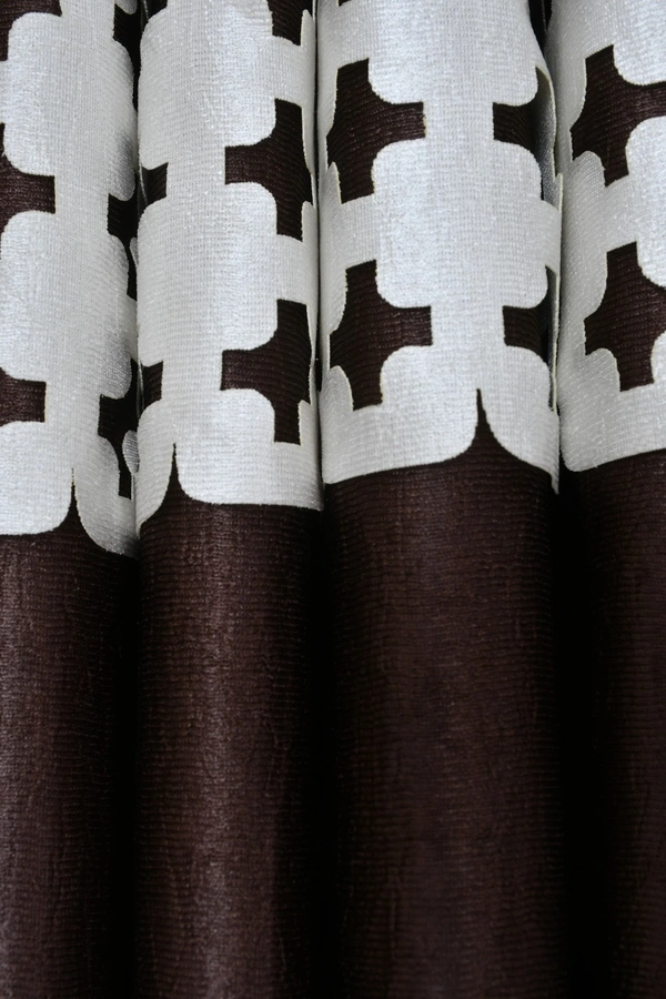 Home Garage Polyester Eyelet Valence Design Brown Solid Curtains Pack of 2 - Window (4x5 Feet)